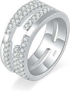 Moissanite Wedding Band for Women D Color VVS1 Moissanite Eternity Rings 18K White Gold Plated S925 Sterling Silver Promise Engagement Rings for Women Wife Men