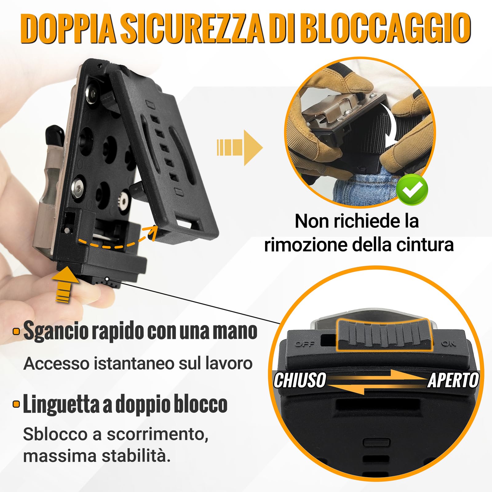 Porta Attrezzi da Cintura - Supporto Clip-on in Acciaio Inossidabile 304, Cintura Porta per Utensili per Ganci, per Trapani Senza Fili, Avvitatori ad Impulsi, Chiodatrici, Metri a Nastro