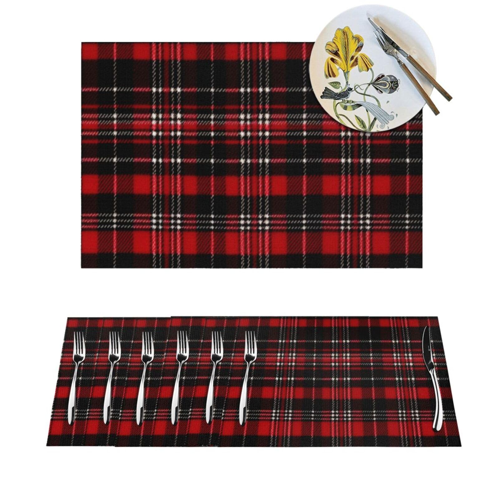 Sets de table pour intérieur et extérieur lot de 6 tapis de repas rouge noir
