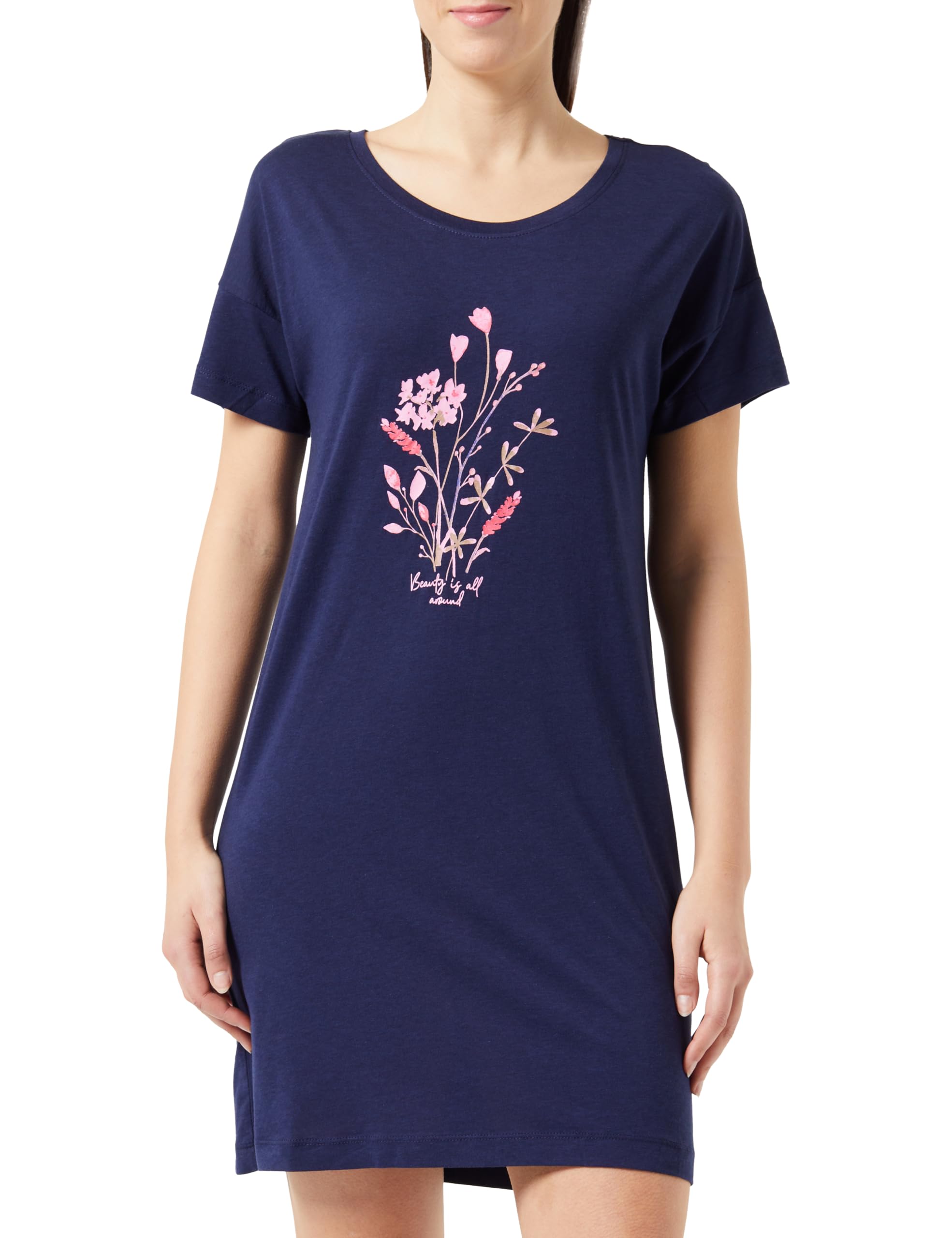 s.Oliver Damska 91186042 koszula nocna, ciemnoniebieska, oversize, granatowy, oversized