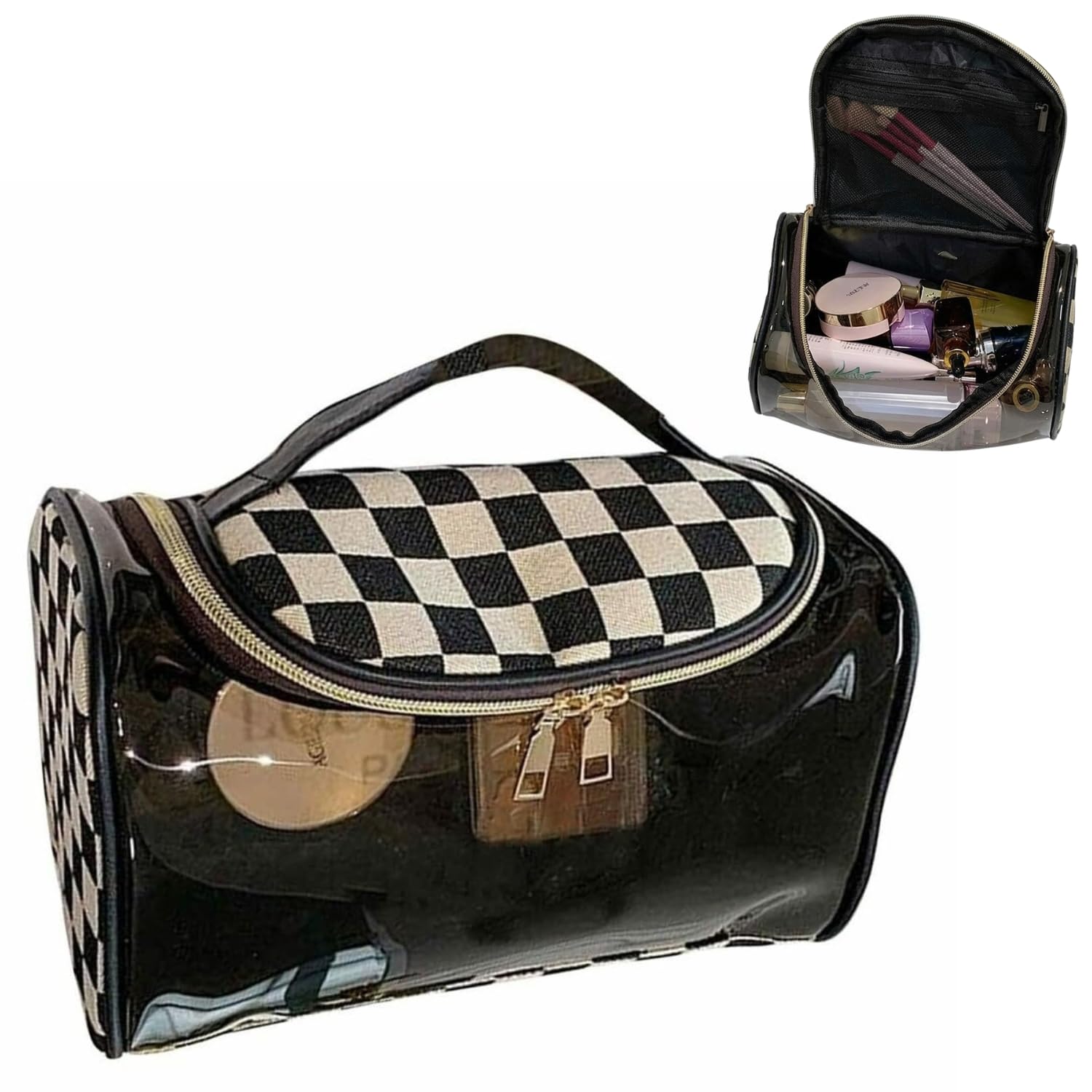 Handcuffs Makeup Bag Cosmetic Organizer Toiletry Storage Pouch for Travel (Black)