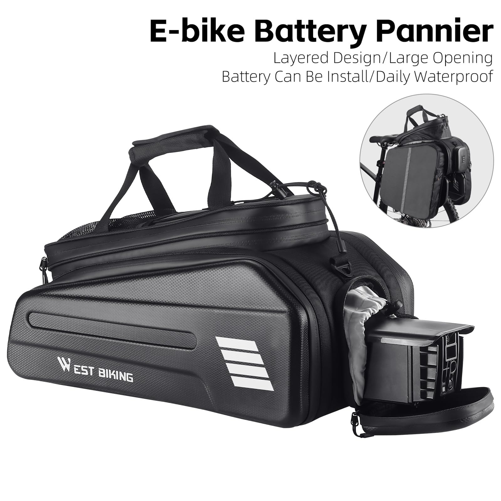 RearSeat Borsa Elettrica Della Bicicletta Batteria Borsa Espandibile Grande Capacità Portabici Rack Sedili Borsa Da Ciclismo Impermeabile