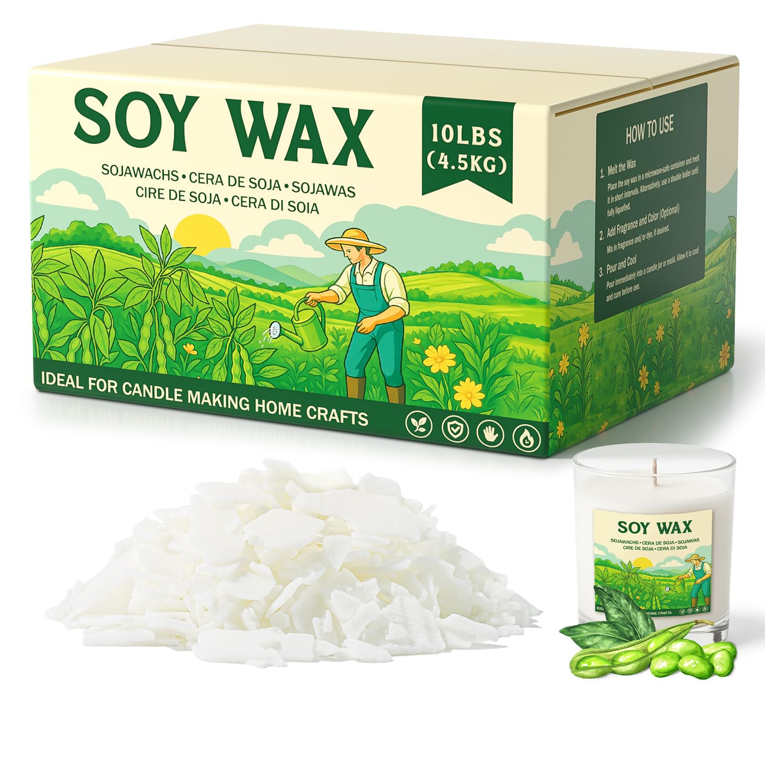 NORVENCE Soy Wax for Candle Making, Natural Soy Wax Flakes 10lb, Premium Candle Wax for DIY Candle Crafting