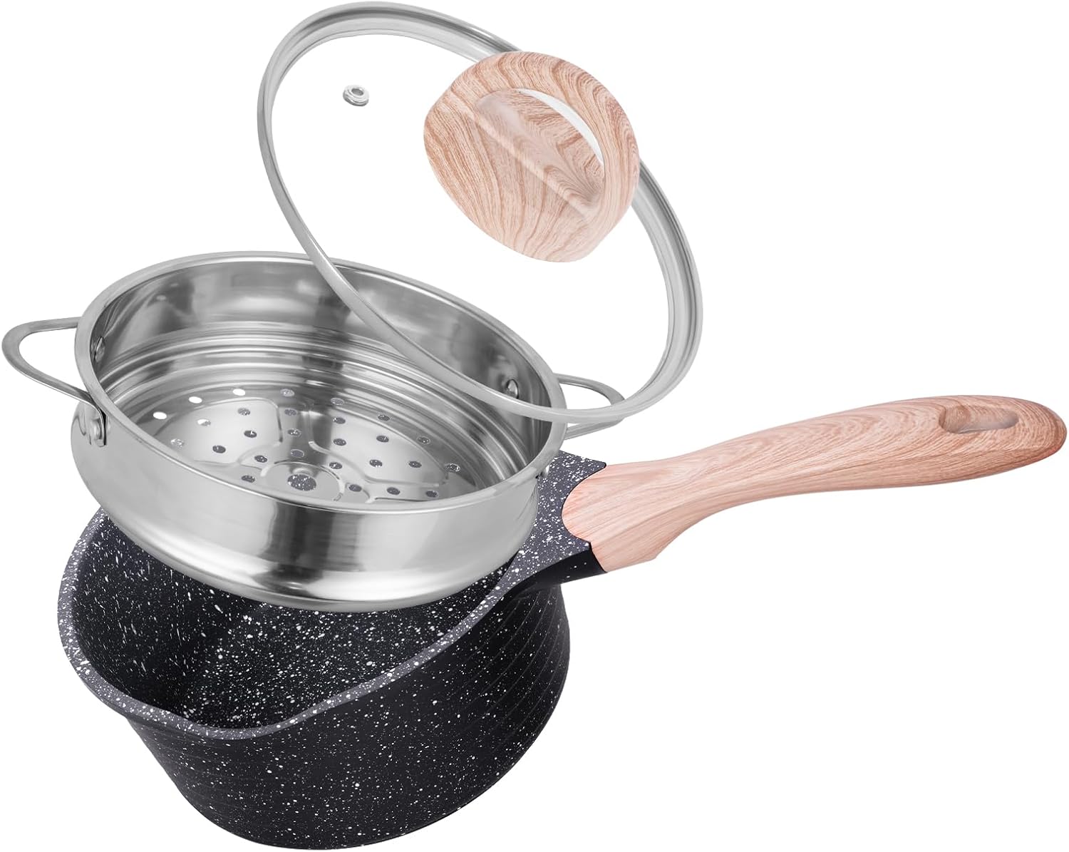 JEETEE 2 Quart Saucepan with Steamer Basket (2 QT+Steamer) Thumbnail