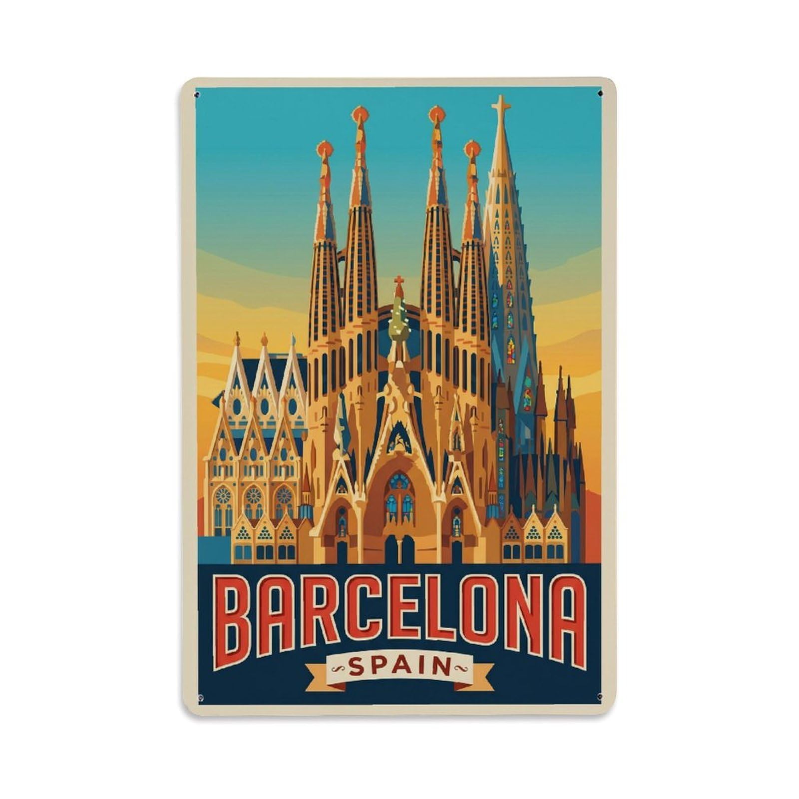 Vintage Travel Basilica Spain Majestic Metal Tin Sign