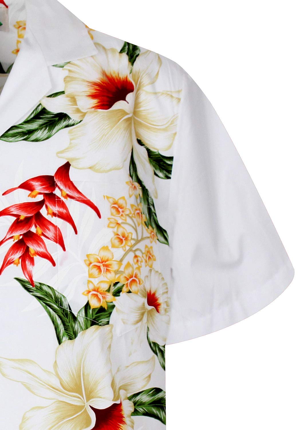 KY's Camicia hawaiana originale, striscia rossa per matrimonio, bianco, L