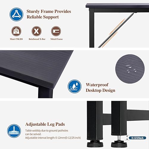 Miniatura 7 de Escritorio para computadora de 32 pulgadas, pequeño escritorio de estudio para oficina en casa para dormitorio, mesa de laptop, estación de trabajo,