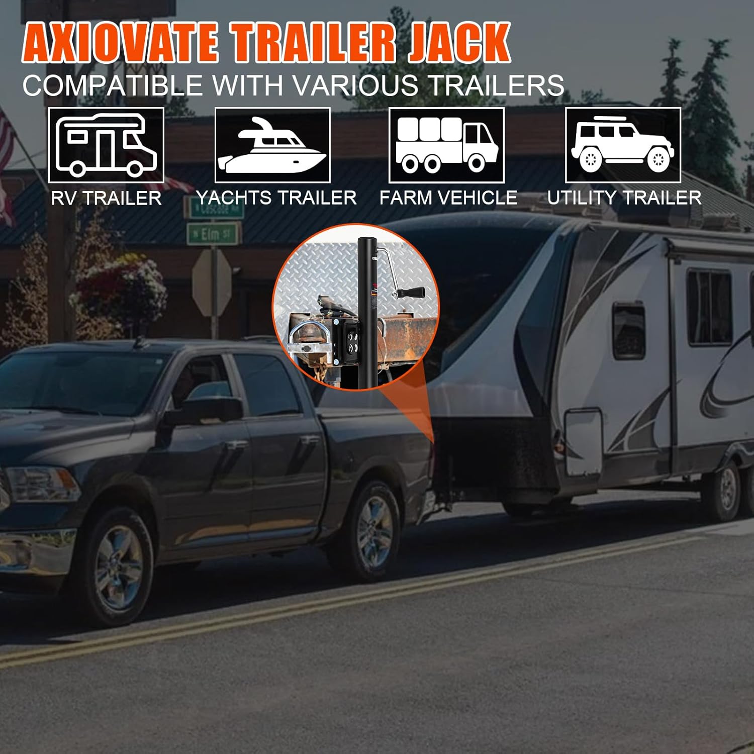 2000 lbs Trailer Jack with Wheel, with Bolt-on Mounting Hardware, 12 Inch Lift, Capacity Swivel Boat Trailer Jack with Dual Wheel 6 Inch Swing Back RV Camper