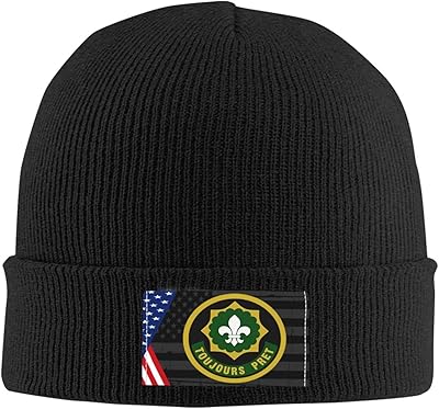Us Army 2nd Armored Cavalry Regiment Beanie Cap Knit Skull Caps Winter Warm Pullover Cap Black