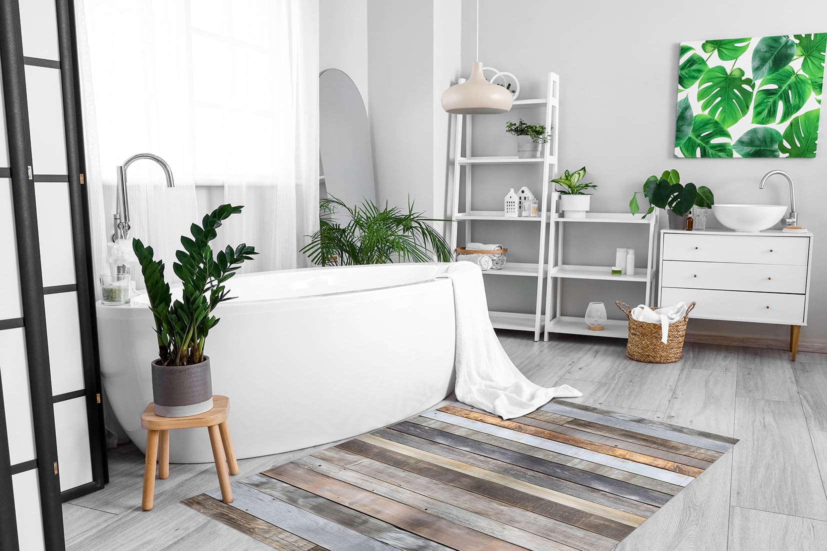 DobleUve Estudio Vinyl Teppich Oasis | Mehrfarbig | 140x200 cm | Waschbarer Rutschfester Küchenläufer | Vinylteppich Kinder | Vinylboden | Vinylteppich für Wohnzimmer