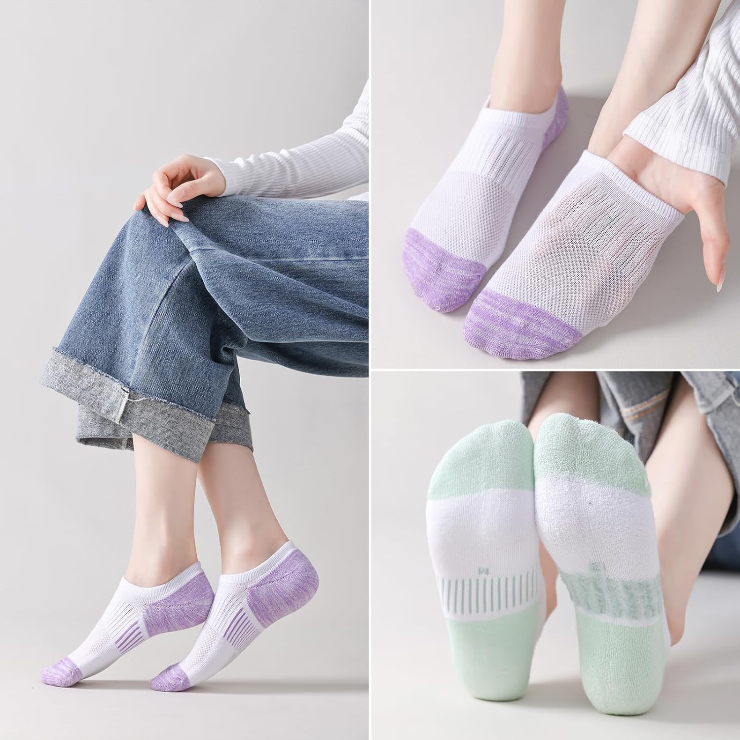 EPEIUS Thick No Show Socks for Women Athletic Ankle Socks Cushioned Running Low Cut Non Slip Footies 3/6 Pairs - Image 8