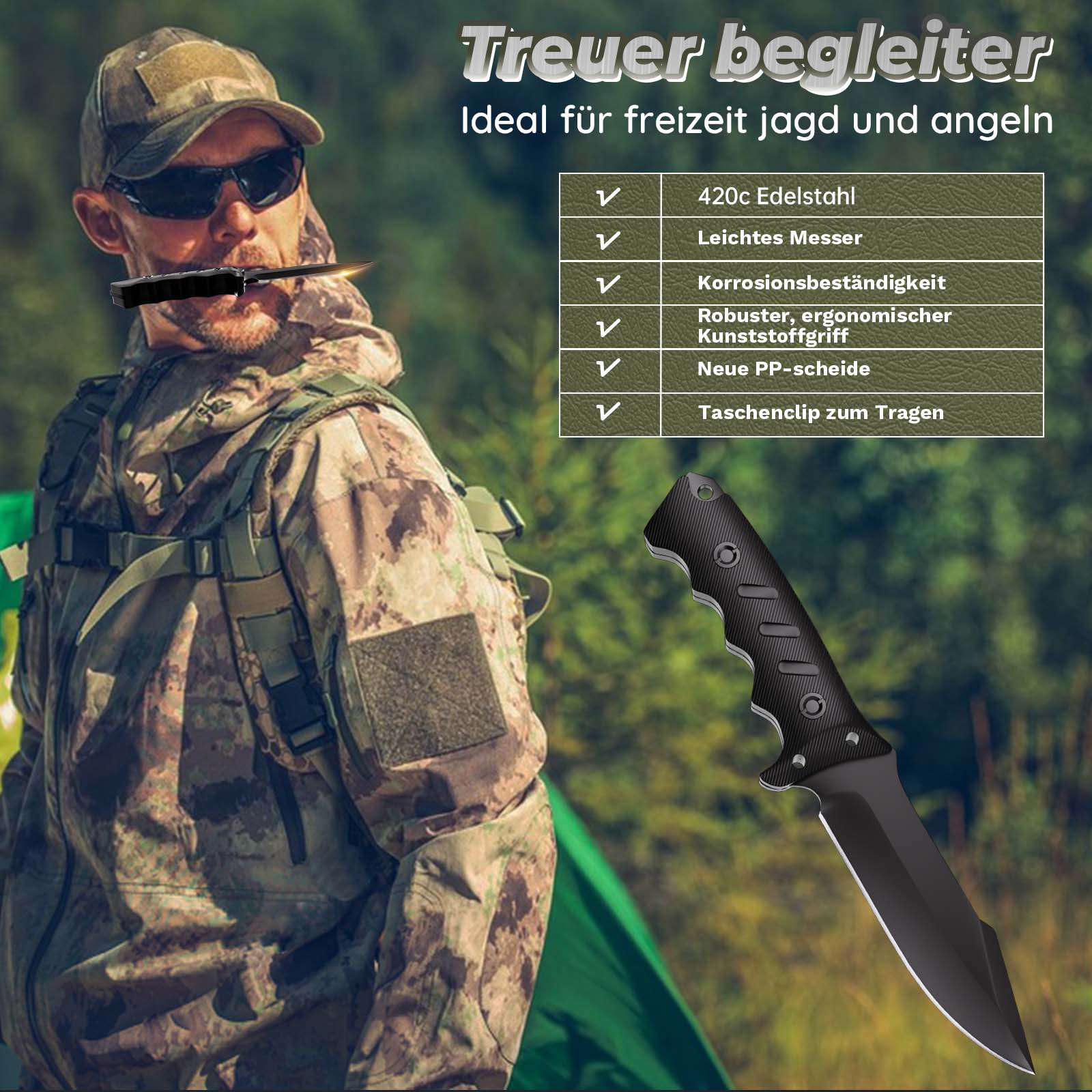J&V NANO Full Tang Outdoor Messer – 7,5 Cm Klinge, MOVA-Stahl, Mikarta-Griff, Leder-Scheide, Handgefertigt In Spanien