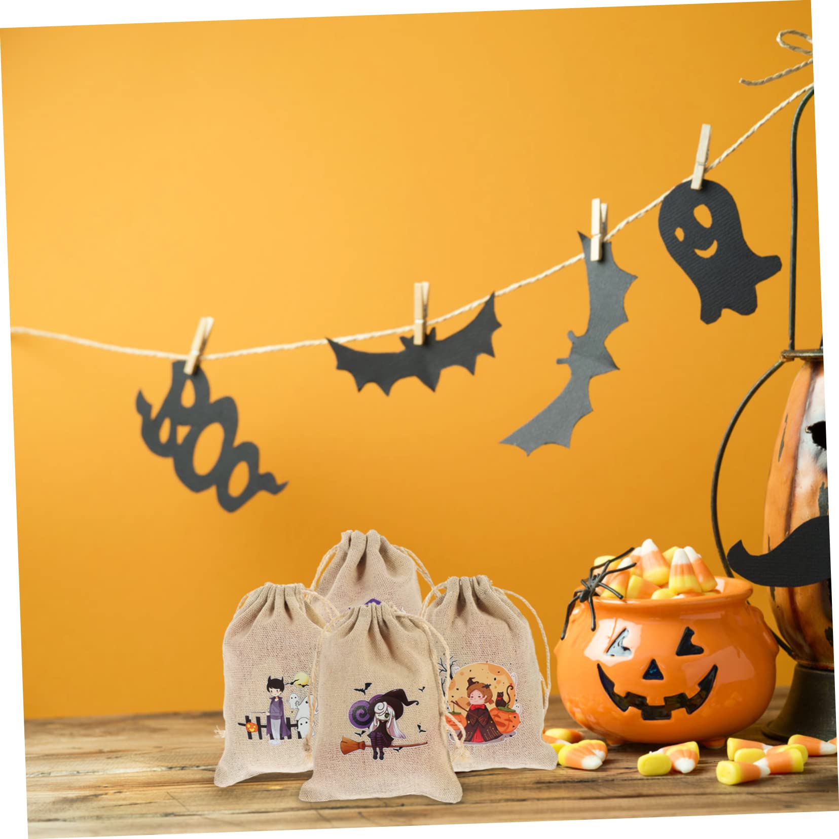 SOLUSTRE 200stücke Halloween Geschenktüten Baumwolle Praktische Zugverschlussbeutel Für Süßigkeiten Und Partybedarf Wiederverwendbar Und Vielseitig Einsetzbar Für Jahreszeiten