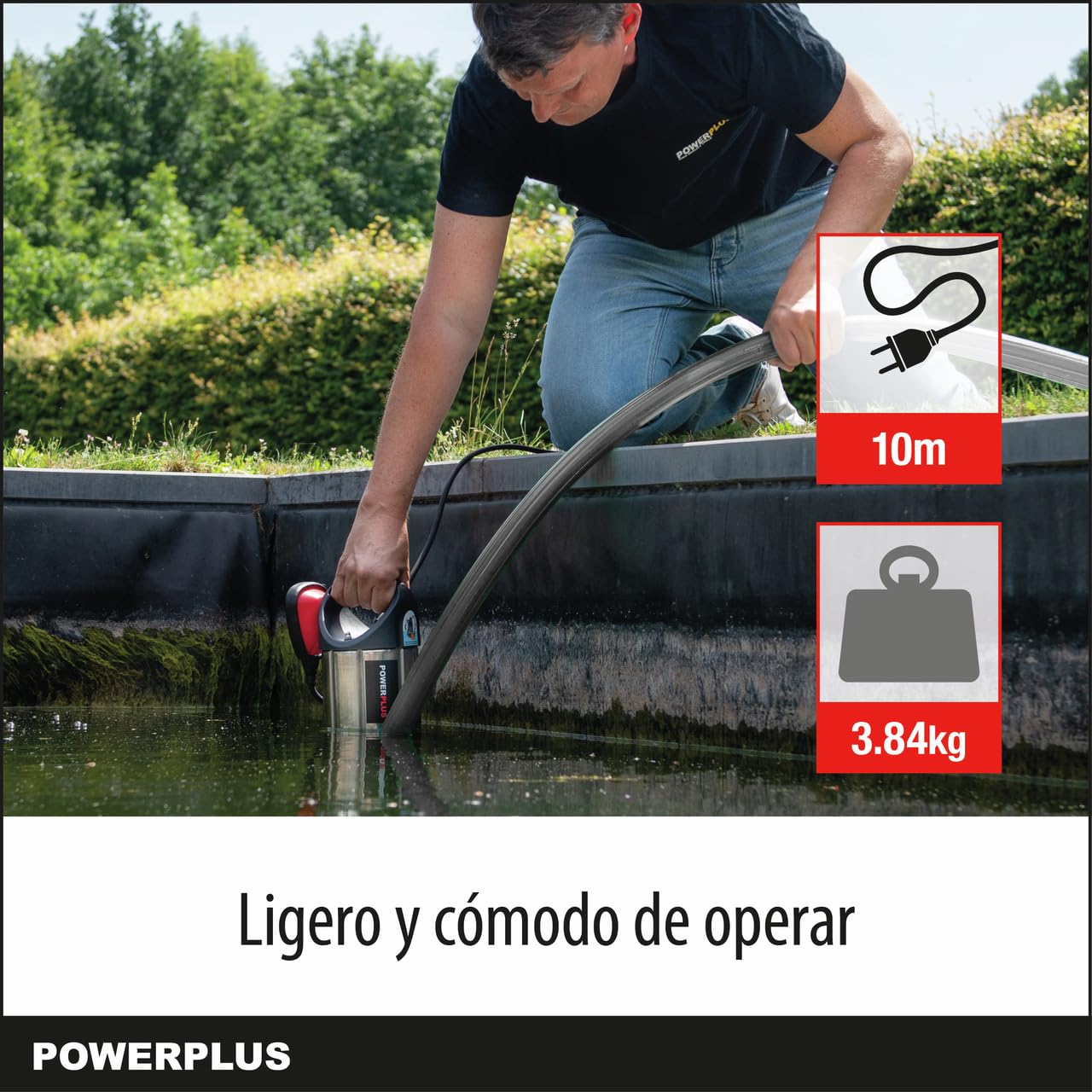 POWERPLUS Bomba sumergible POWEW67912-400 W motor y agua máxima de 7500 l/hour
