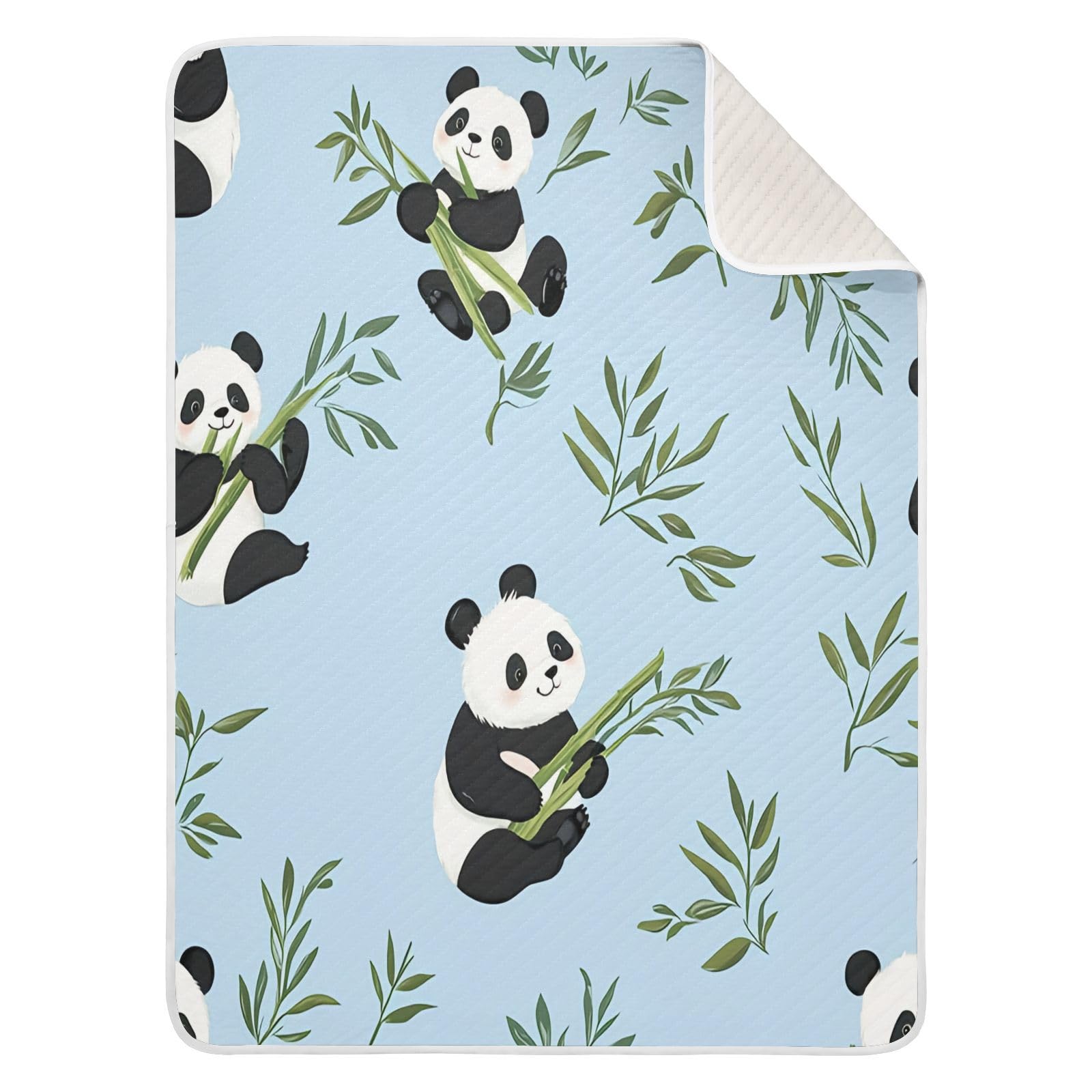 GUIJI Panda Baby Blanket Cotton Quilt for Boys Girls, Soft and Breathable for Crib Stroller Blanket Infant Toddler-30 x 40