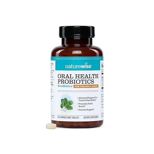 NatureWise Oral Health Chewable Probiotics | Supports Healthy Teeth, Gums, & Better Breath | Ear, Nose, Throat Immunity for Kids & Adults | Sugar-Free Natural Mint Flavor [2 Month Supply - 50 Tablets]