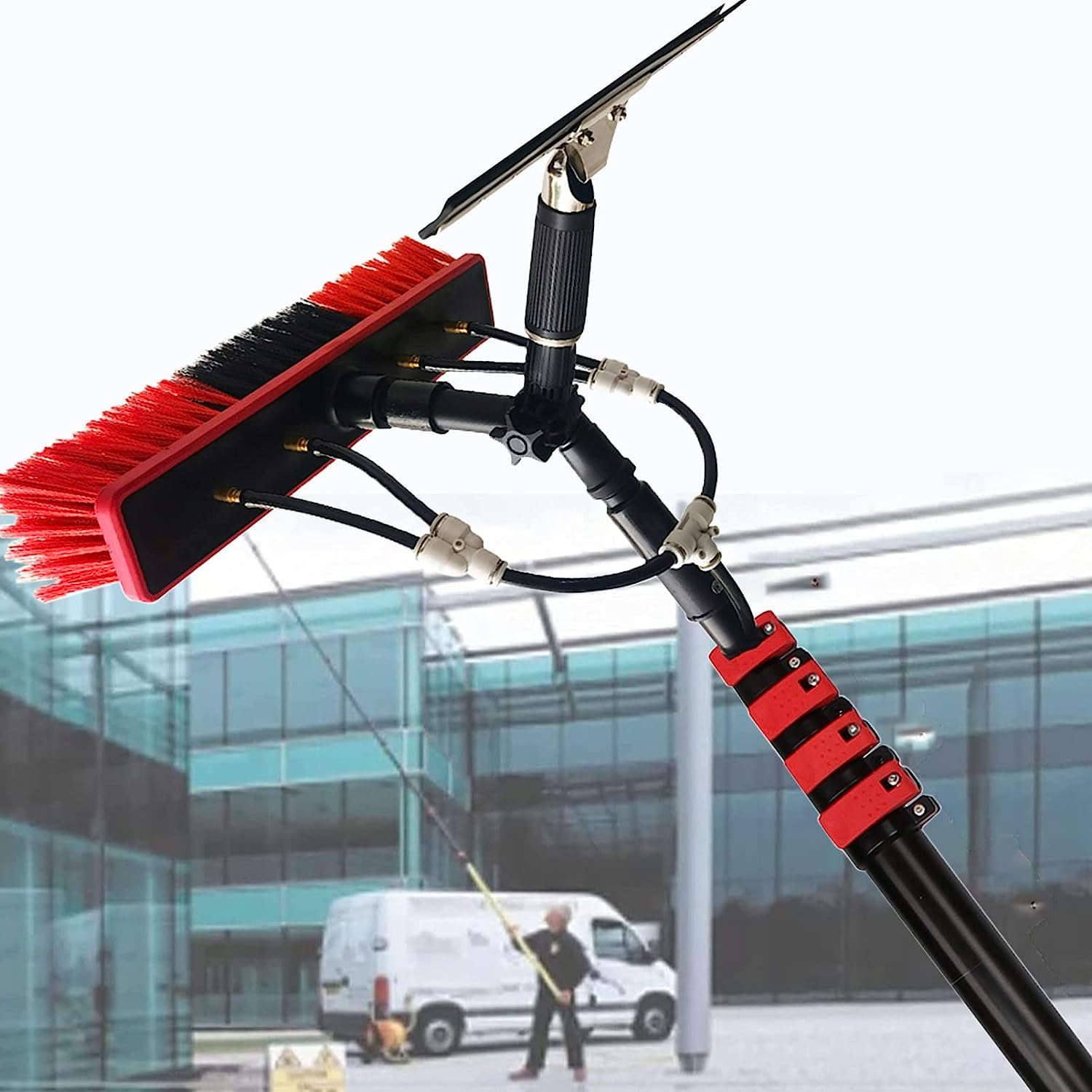 GHFXSCV High-Strength 30FT Window Cleaning Kit - Telescopic Water Fed Brush & Pole for Solar Panels High-Altitude Windows Ideal for Home & Commercial Use (3.6M to 11M)