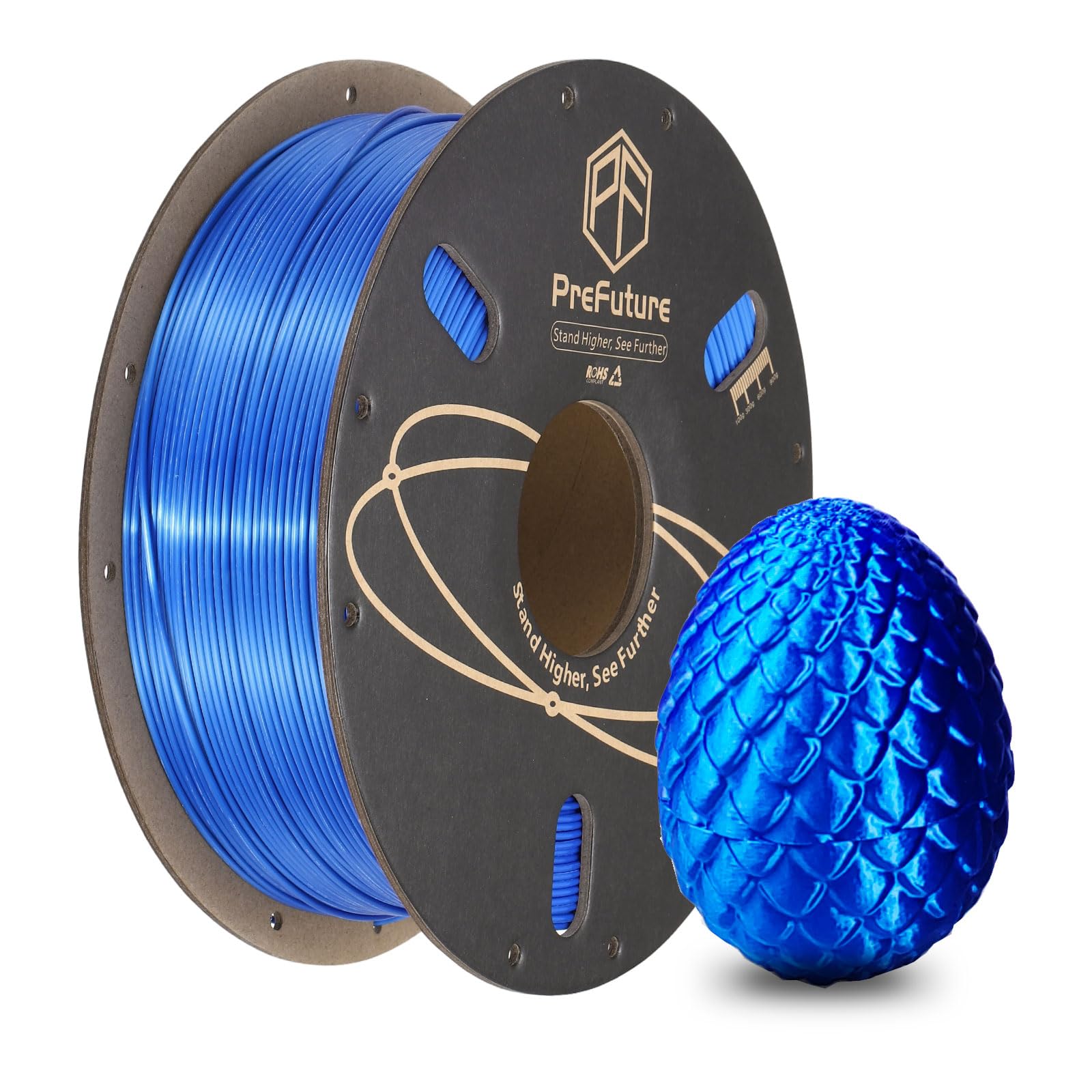 QUARKZMAN Filamento PLA Seta 1.75mm 1KG/2.2LB Alta Lucentezza Filamento per Stampante 3D, Resistenza Migliorata, Precisione Dimensionale 0.02mm per Stampante 3D, Blu.