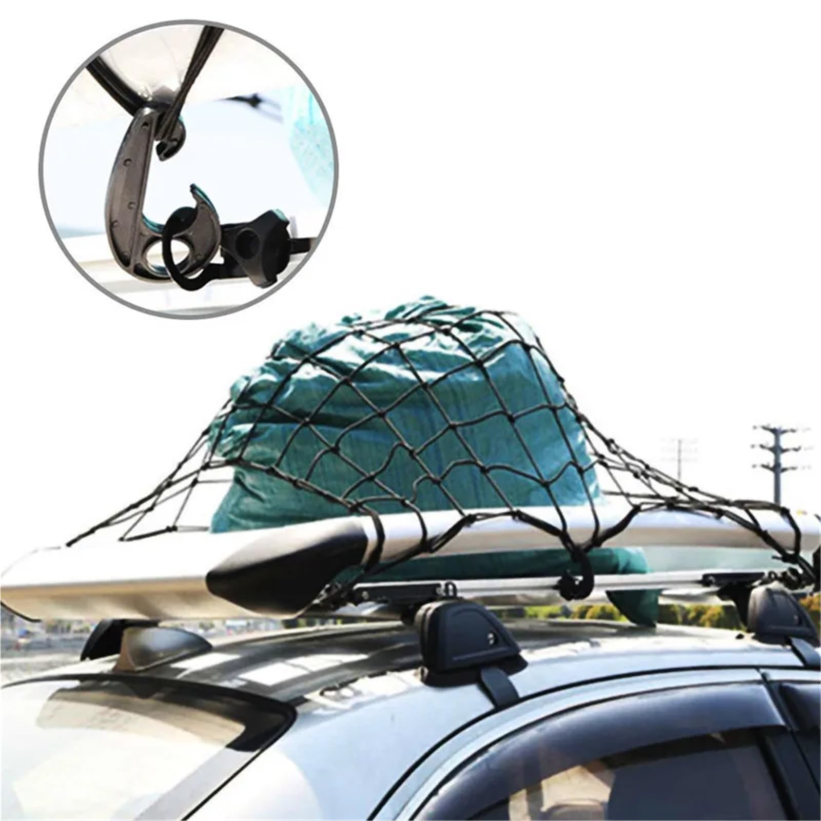 Rete portaoggetti for Bagagliaio in Nylon, Confezione da 2 Pezzi | Nero 120x90 cm Portabagagli da 2 pezzi: for il carico dell'auto