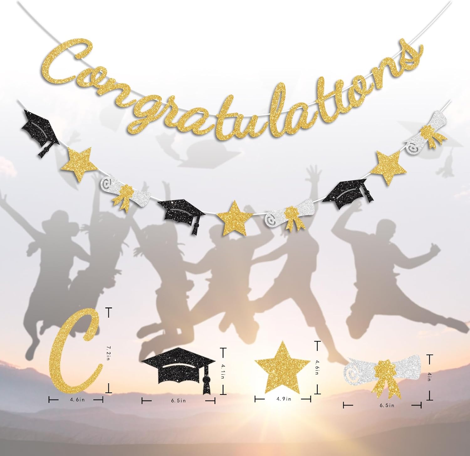 Congratulations Banner Gold Graduation Decorations Class of 2026 Prestrung Congrats Grad Banner for Middle School High School College Graduate Party Decorations - Image 6
