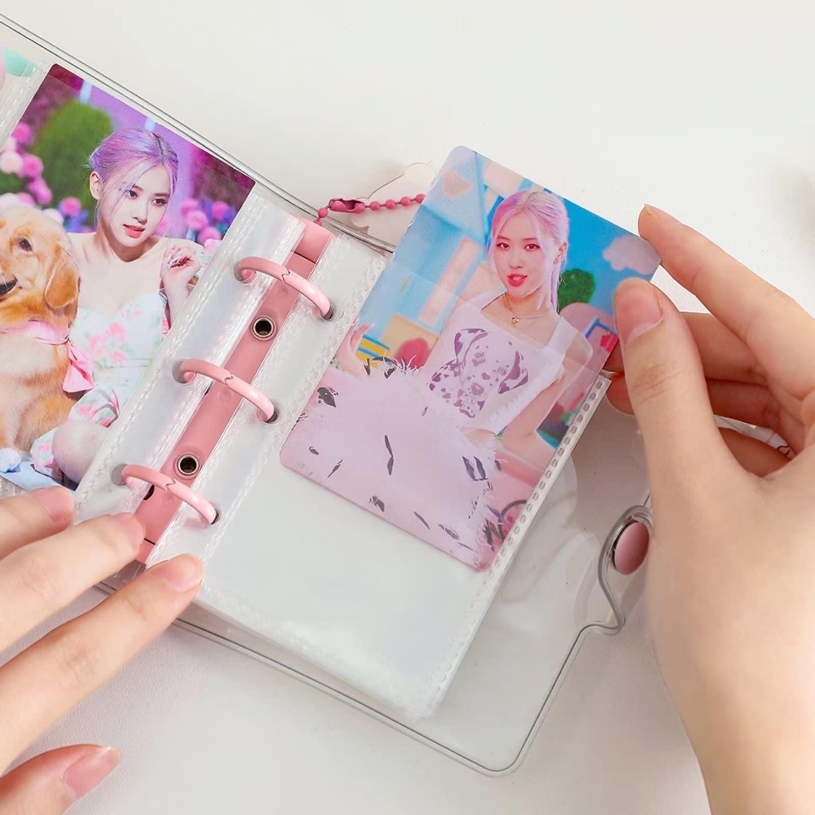 Mini álbum de Fotos de Oso púrpura, Libro de colección de Tarjetas fotográficas de 3 Pulgadas, Libro de Almacenamiento de imágenes Transparentes para la cámara Kawaii,40 Bolsillos