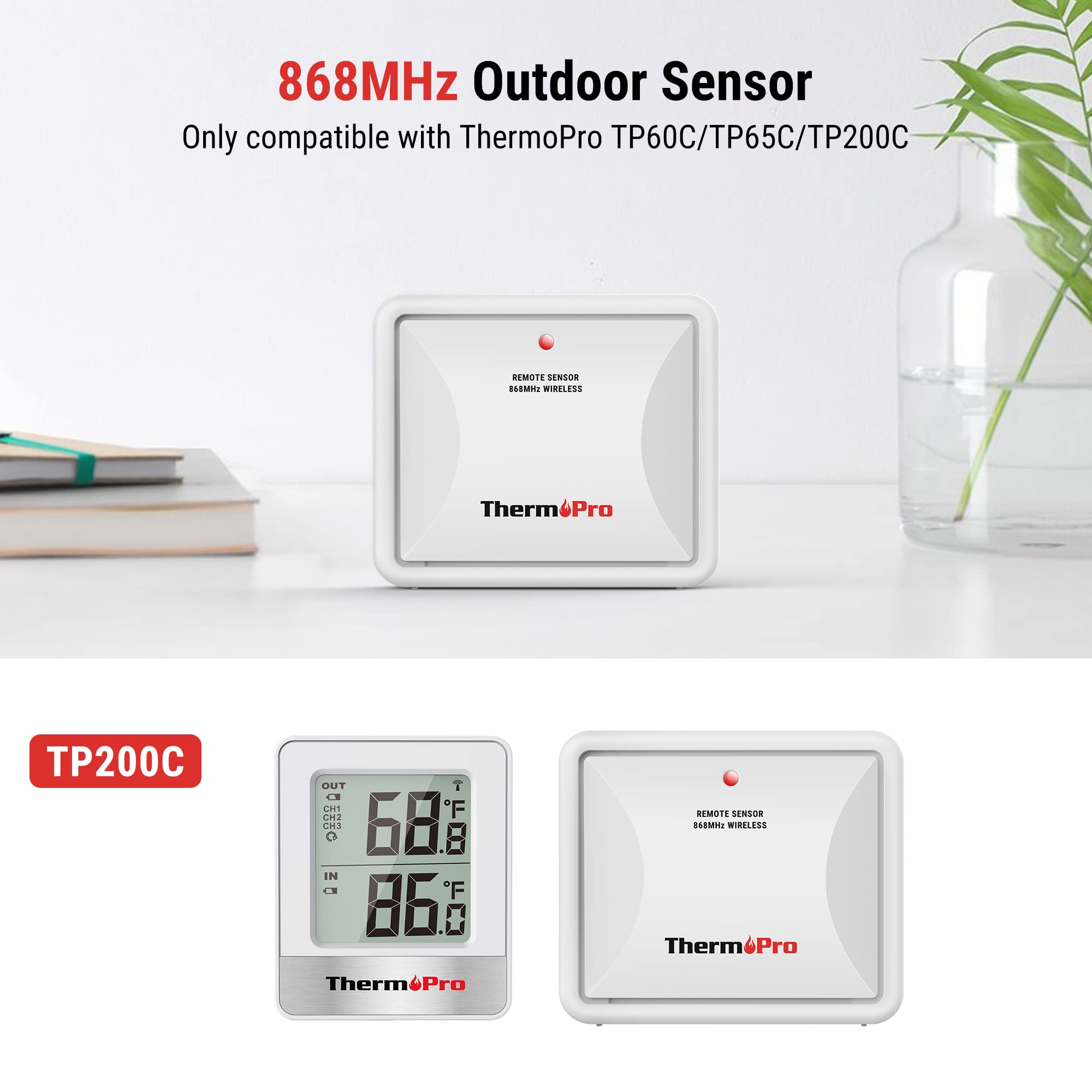 ThermoPro TX-2C czujnik temperatury wilgotności zewnętrzny do TP200C TP60C TP65C