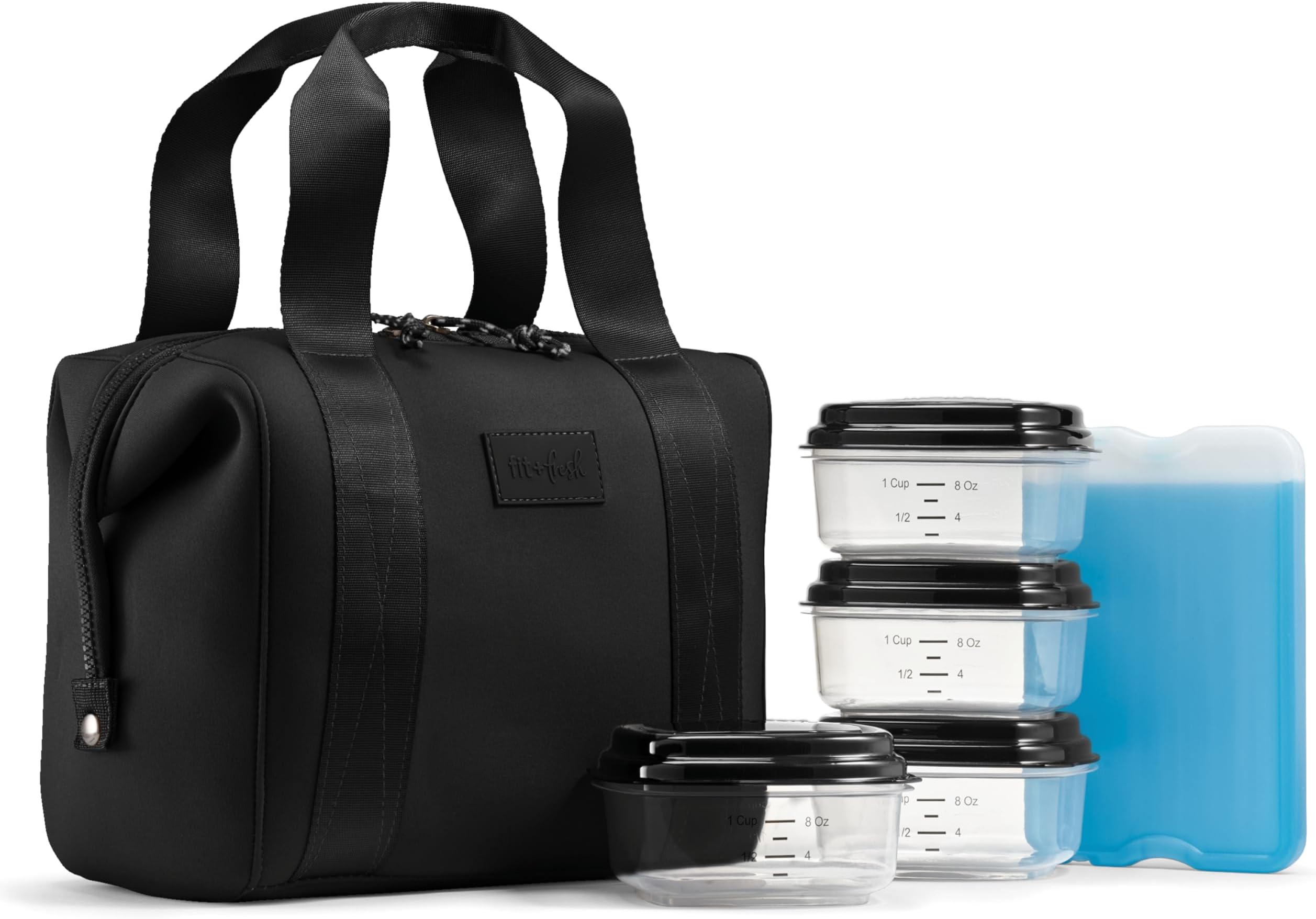 Neoprene Lunch Bag For Women, Insulated Womens Lunch Bag For Work, Tear & Stain Resistant Large Lunch Box For Women With Containers and Ice, Machine Washable Remi Lunch Bag, Black