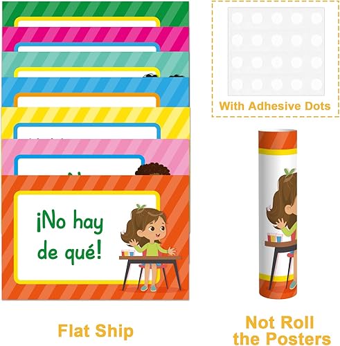 Miniatura 4 de Juego de 16 pósteres en español con frases en español, decoraciones para el aula, póster de aprendizaje con temática española, materiales de estudio