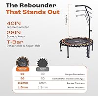 Vista 6 de MXL FIT Bounce PRO Bungee Rebounder - Premium Indoor Mini Trampoline for Adults, Silent Low-Impact Bounce, Half-Folding with Foldable Steel Legs &