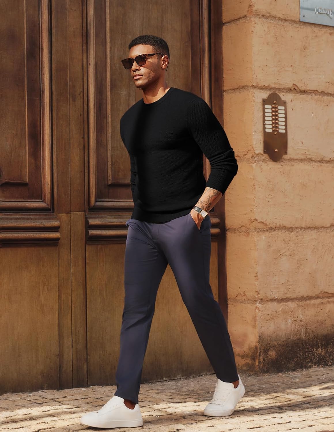 PJ PAUL JONES Mens Sweater Cable Knit Textured Solid Fall Sweaters - Image 4