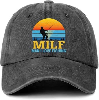 Funny Fishing Hats Man I Love Fishing Printed Cotton Adjustable Baseball Caps Mens Distressed Black Baseball Hats Trendy Birthday Gifts for Men Dad Husband Grandpa Fishing Lover Fisherman