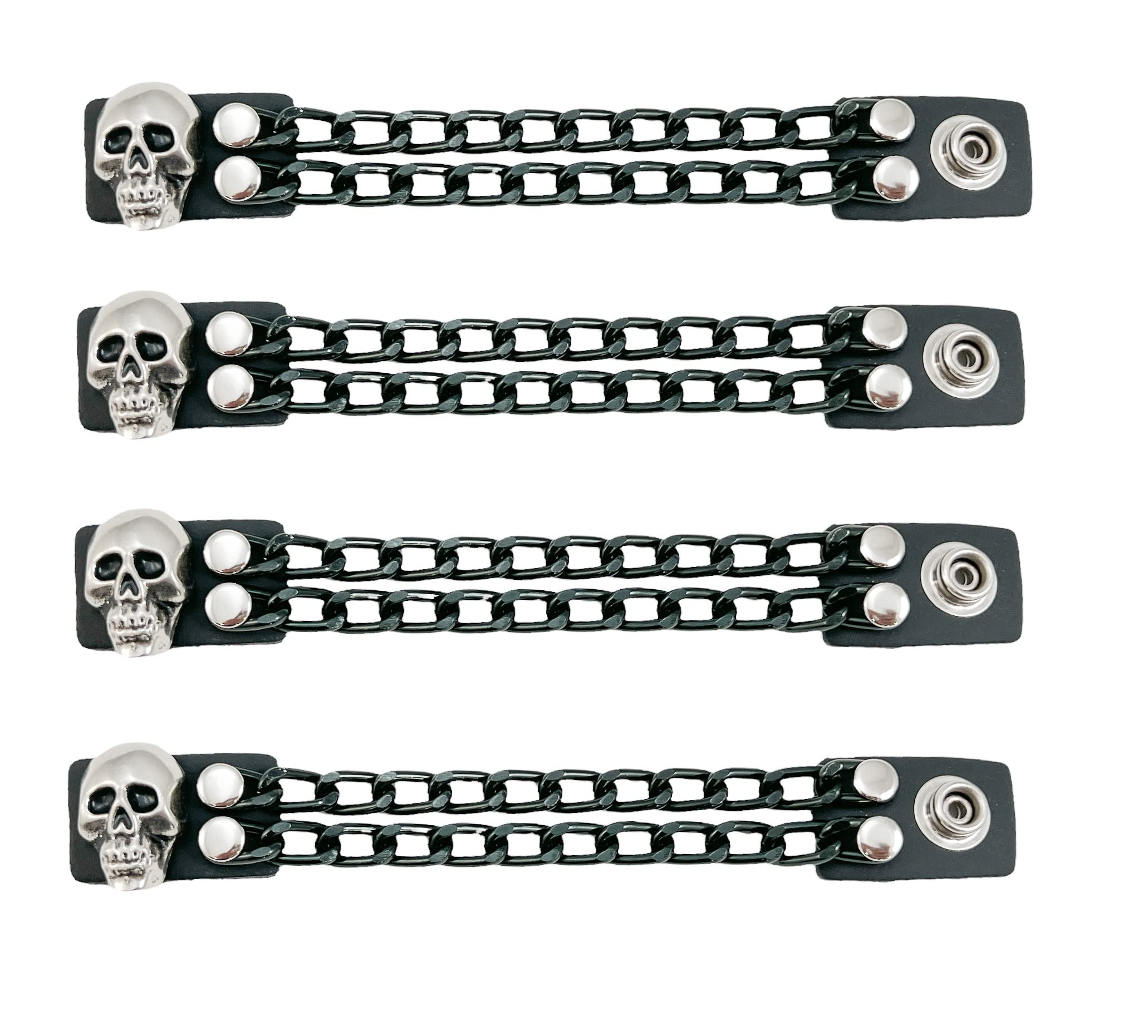 Funk Plus Motorcycle Vest Extenders Double Black Chain Regular Snap MC Jacket Made in USA (4