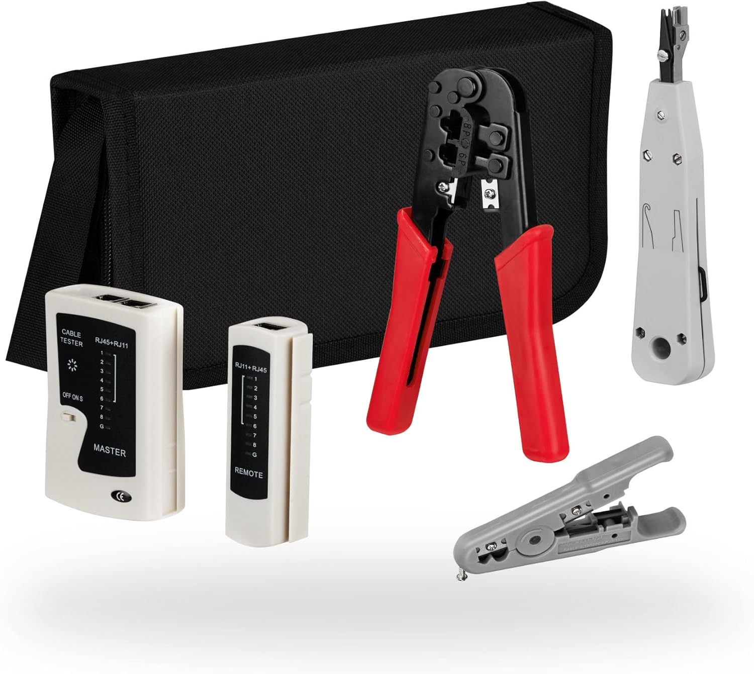 Network Tool Set with Bag, 4 Pieces, Black