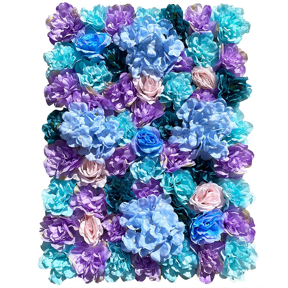 Parete di fiori artificiali per giardino, matrimonio, decorazione viola, 60 x 40 cm