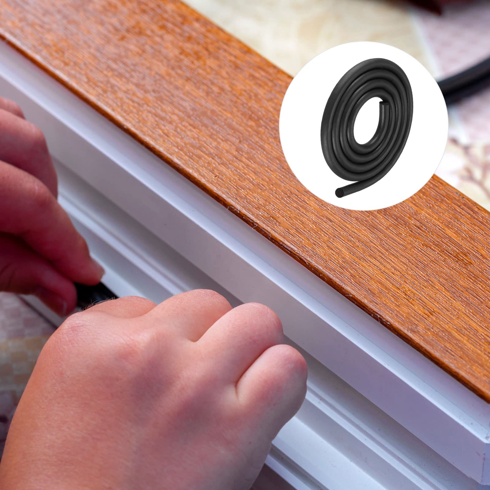 METALLIXITY Foam Rubber Weather Seal Strip (7mm Diameter x 2m Long) 1pcs, EPDM Rubber Round Seal Strip - for House Repair Door, Black - Image 4