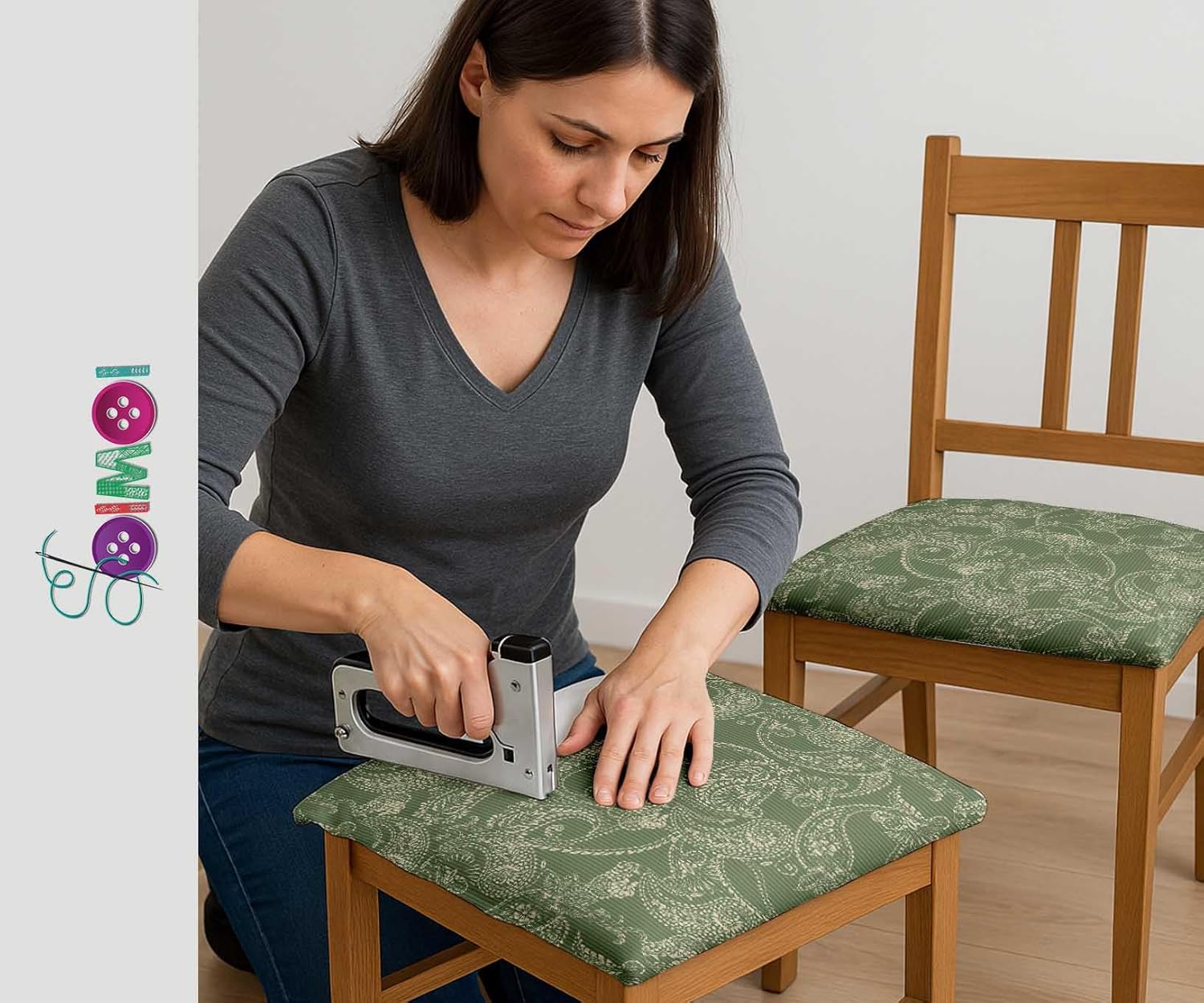 Soimoi 56 Inch Wide Polyester Canvas Fabric by 5 Yard - Paisley Theme - Green - Water-Resistant Outdoor & Upholstery Material