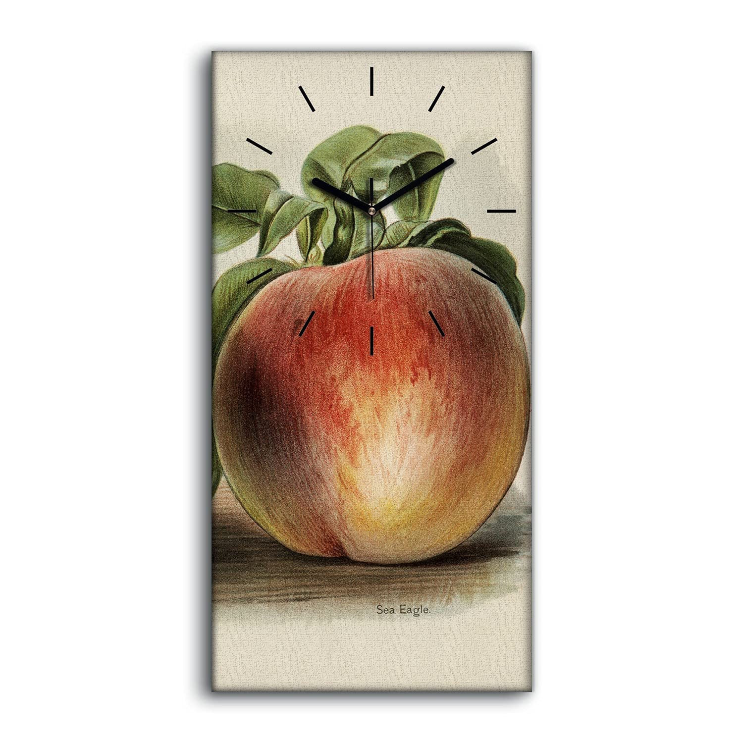 Décoration art mural horloge sur toile salon et chambre motif fruits feuilles
