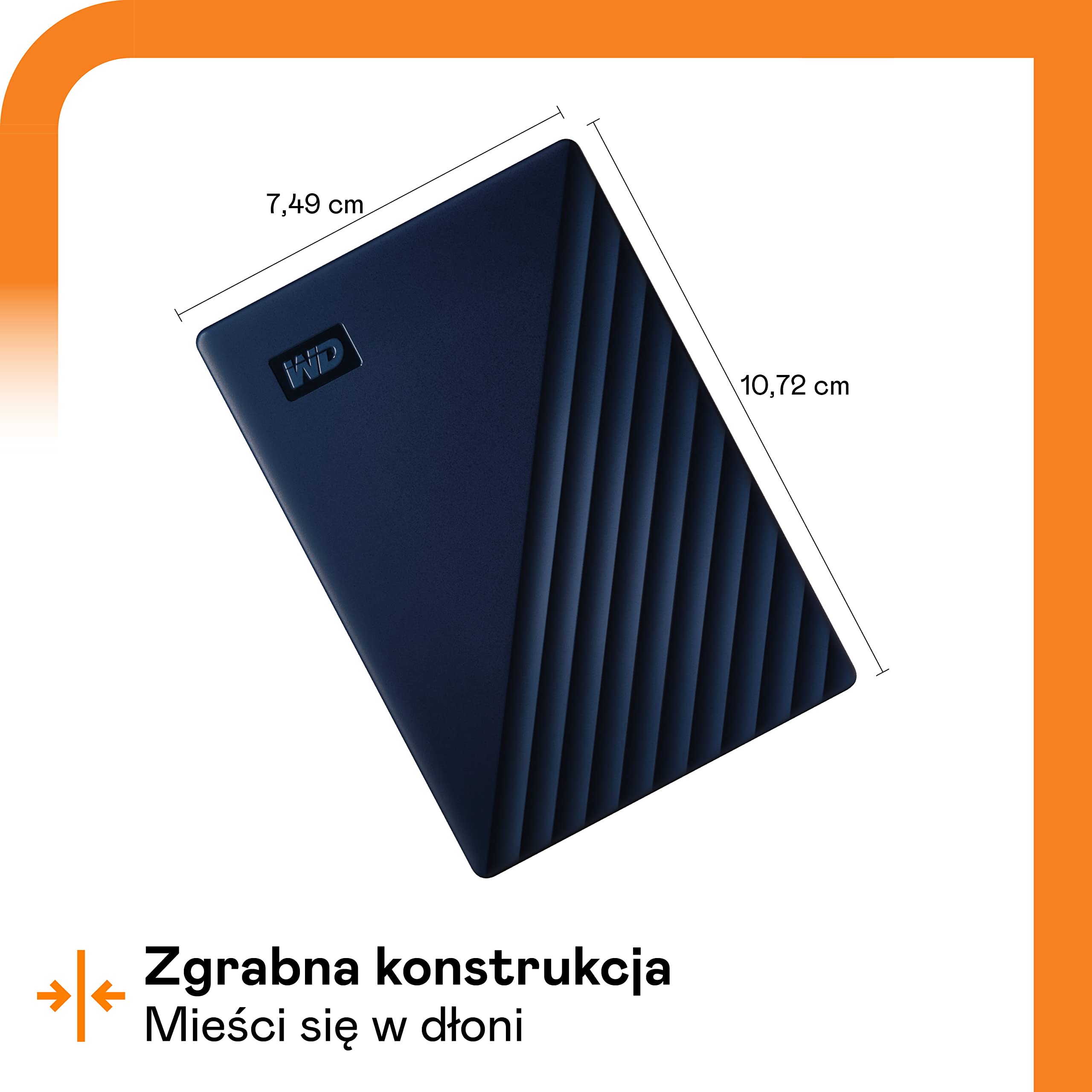 WD My Passport do komputera Mac 4TB, przenośny zewnętrzny dysk twardy, USB 3.2 Gen 1/USB 3.0, ochrona hasłem, oprogramowanie do tworzenia kopii zapasowej, sformatowany dla systemu MacOS, granatowy