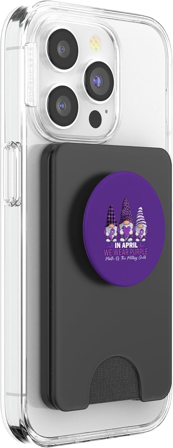Gnome Military Kids in April We Wear Purple PopSockets PopWallet for MagSafe