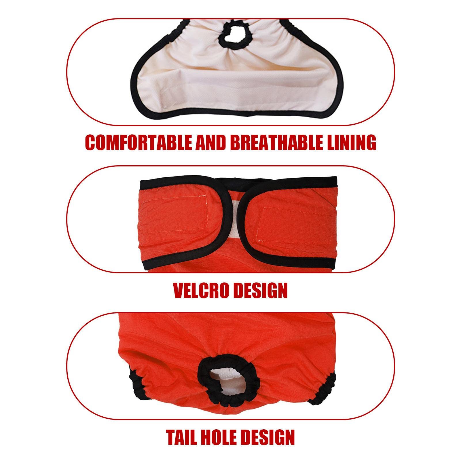 Pañales para perra para el ciclo de calor, 4 unidades con diseño ajustable, pañales reutilizables para mascotas, color brillante, y cómodo, a prueba de fugas para cachorros y adultos Pologmase