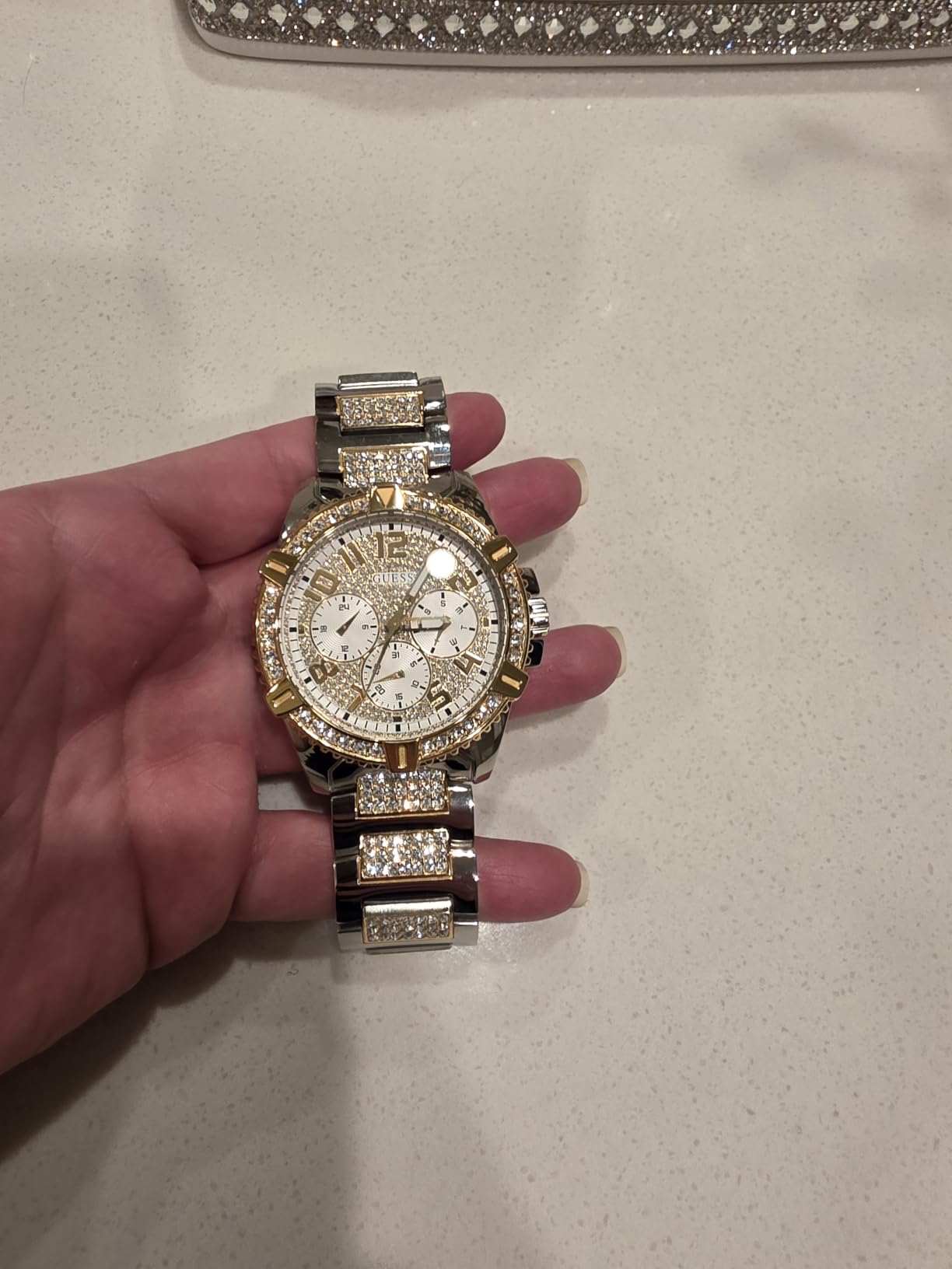 Relógio Guess masculino prata detalhes