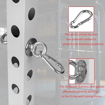 Ertuohg 2PCS Power Rack Attachments, Heavy-Duty Steel Quick Connect Buckles, Universal Versatile Training Accessories for for Strength Training