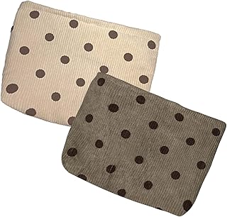 YEOSAQEI 2 PCS speckle Velvet Cosmetic Bag Makeup Bag Large Capacity Corduroy Cosmetic Pouch Zipper Makeup Bags Travel Toiletry Bag Accessories Organizer for Women and Girls, Brown, Corduroy Cosmetic Bag