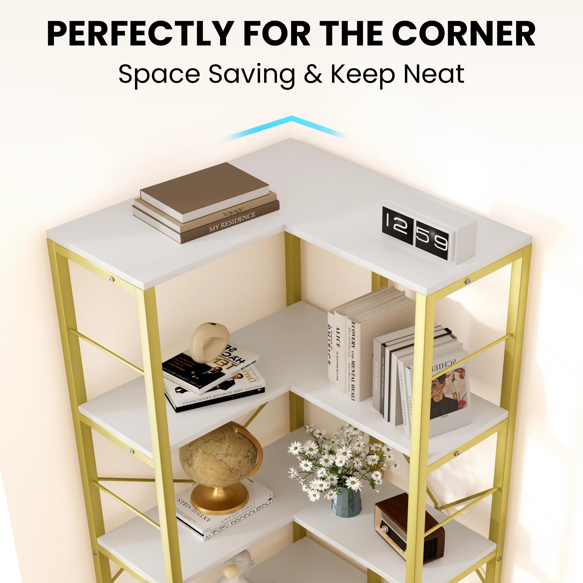 Amazon.com: Gujiam 5-Tier Corner Bookshelf, 70.86