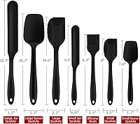 Vista 7 de P&P CHEF - Juego de 7 espátulas de silicona resistentes al calor, juego de utensilios de cocina para cocina antiadherente, mezcla de hornear, diseño