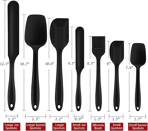 Miniatura 7 de P&P CHEF - Juego de 7 espátulas de silicona resistentes al calor, juego de utensilios de cocina para cocina antiadherente, mezcla de hornear, diseño