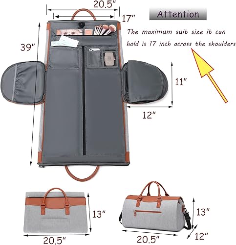 Miniatura 5 de BUG Bolsas de ropa, bolsa de ropa convertible con correa para el hombro, compartimento para zapatos, bolsas de viaje de transporte, bolsa de lona de