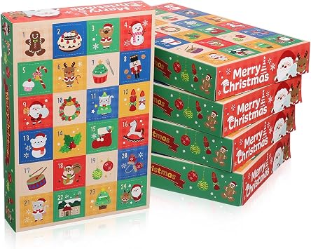 5pcs Christmas Countdown Advent Calendar Boxes, DIY Boxes, Holiday Empty Paper Boxes, Christmas Calendar Paper Boxes, Advent Calendar for Filling