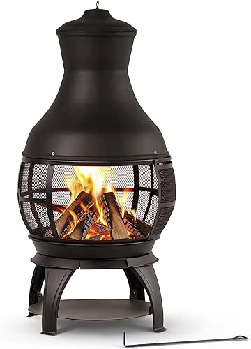 BALI OUTDOORS Chiminea Outdoor Fireplace, Outdoor Wood Burning Fire Pits