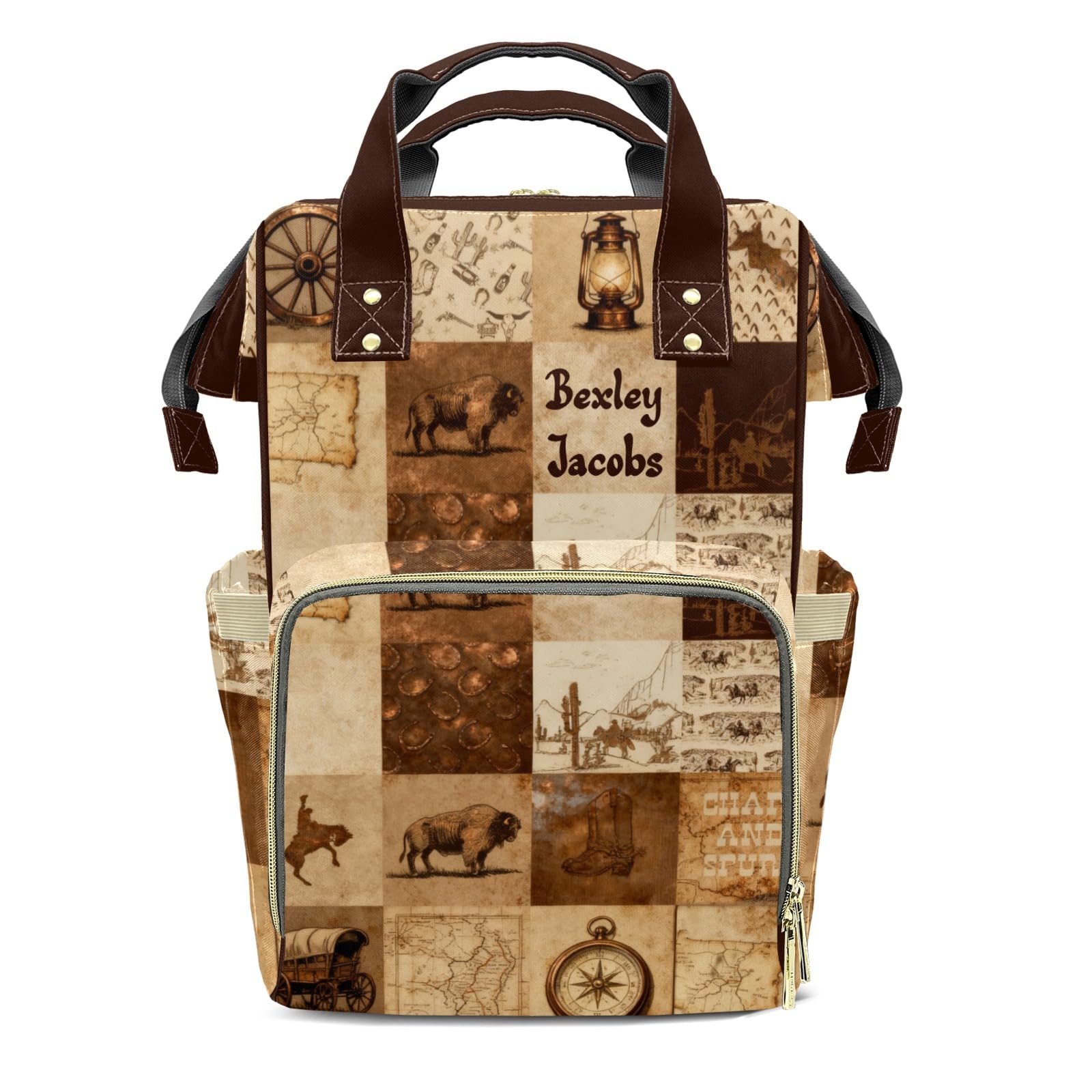 Personalized Diaper Bag Backpack Name West Cowboy Life Wild Gift the Best: Spacious Waterproof Nappy Bag for Men and Women